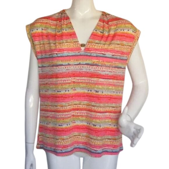 ANNE KLEIN Top, M, Multicolor, Sleeveless, Tank/Shell, Lion Hardware, stripes - Picture 1 of 11